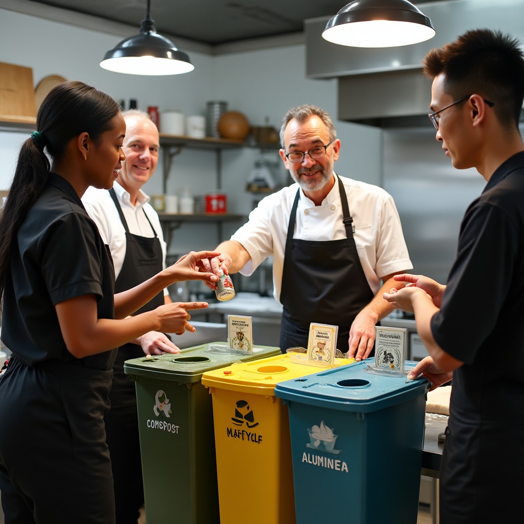 Staff receiving hands-on waste separation training